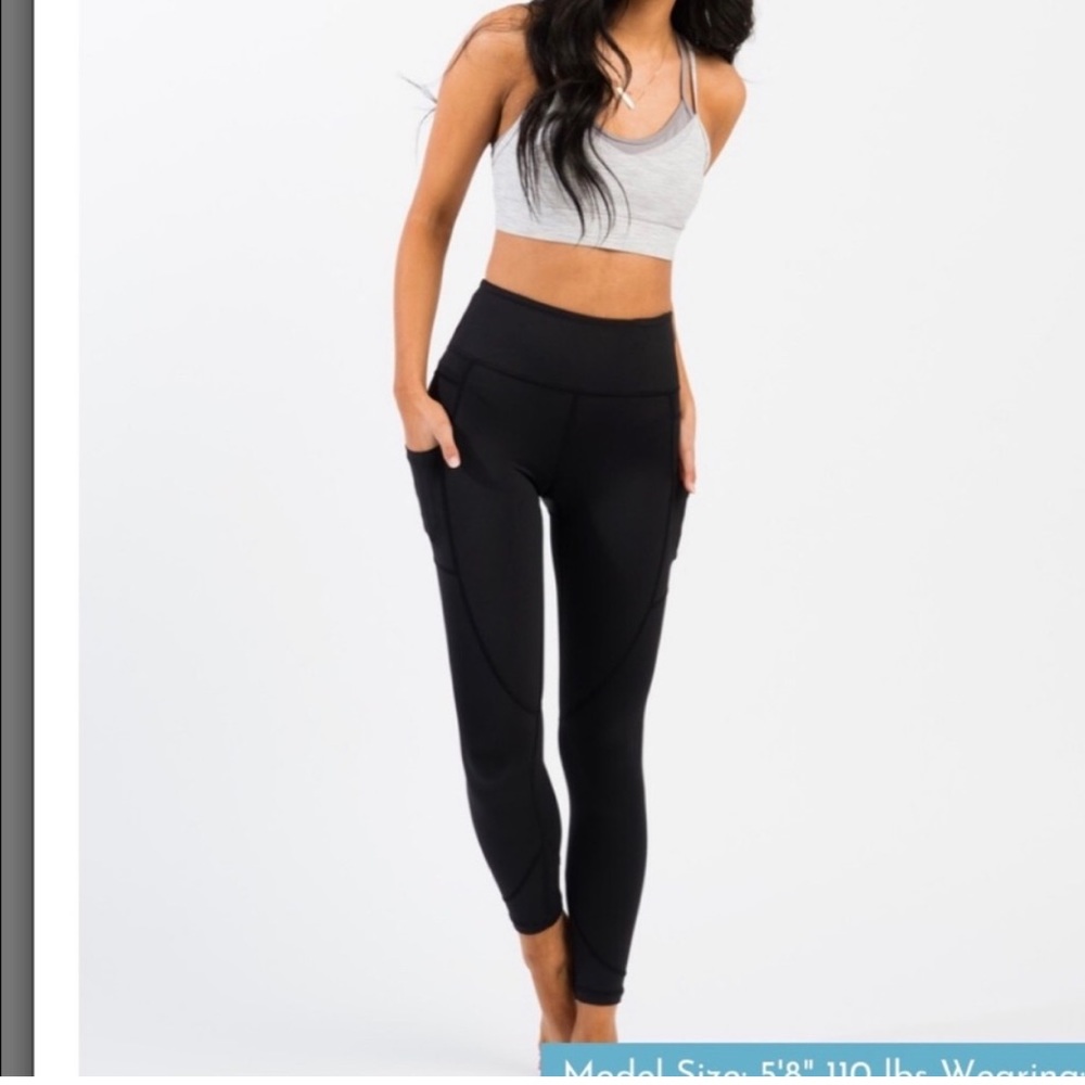 ZIYA active leggings grey haze knit pockets NWT